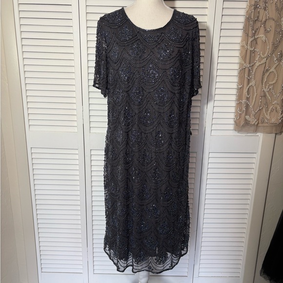 NWT Pisarro Nights Beaded Embellished Short Sleeve Midi Dress 18W,22W - Picture 4 of 12